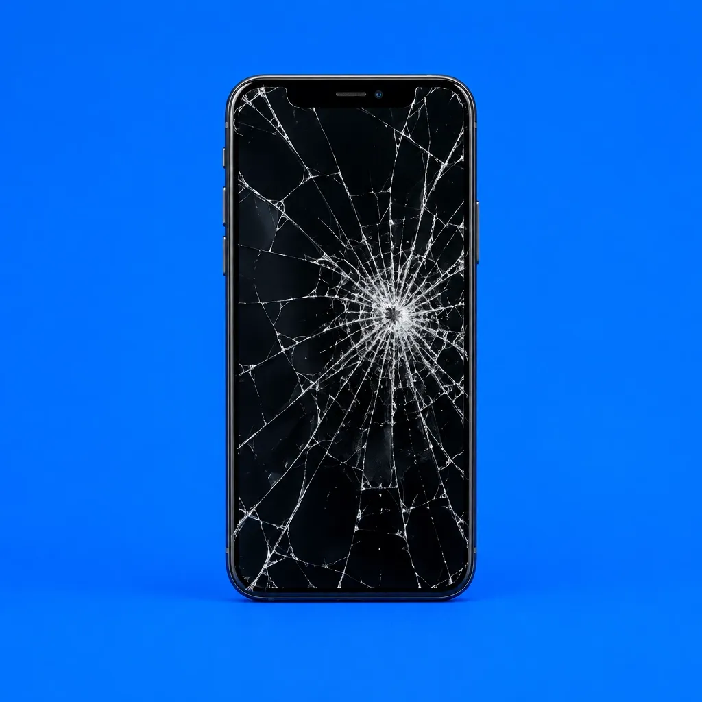 Smartphone with a cracked screen